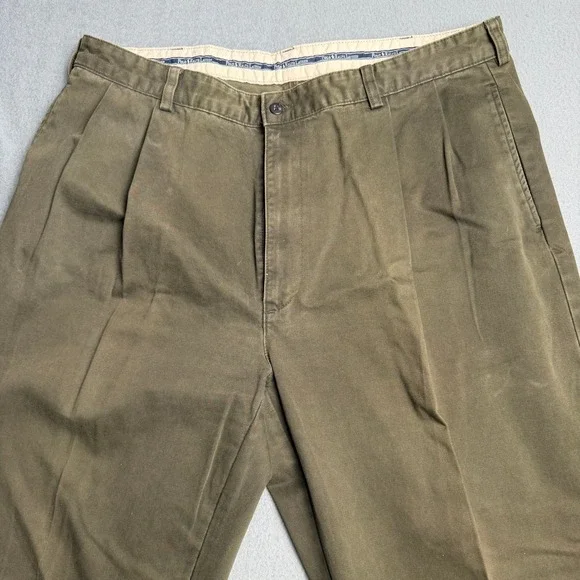 Polo Ralph Lauren Hammond Pant Mens 40x30 Olive Green Pleated Cuffed Chino Pants