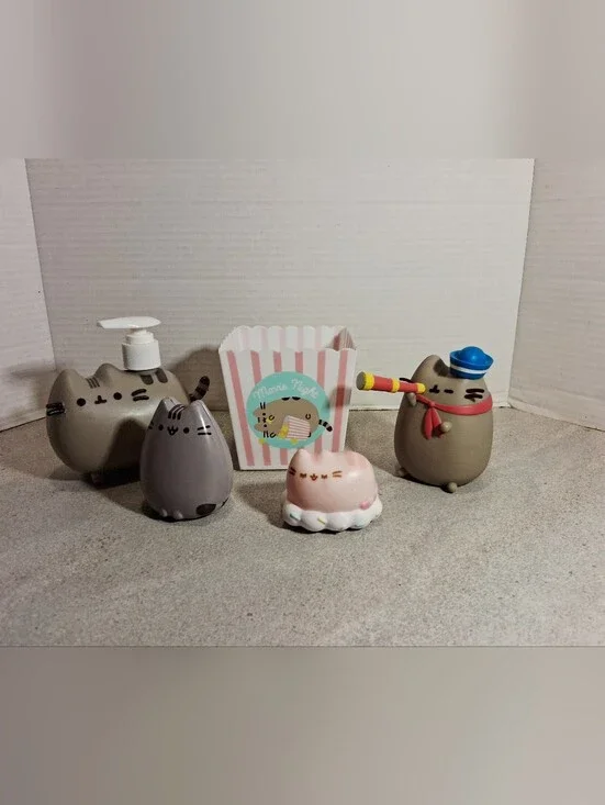 Pusheen Lot Of 4, Popcorn Bucket, Candy Tin, Vinyl Figure, Soap Dispenser