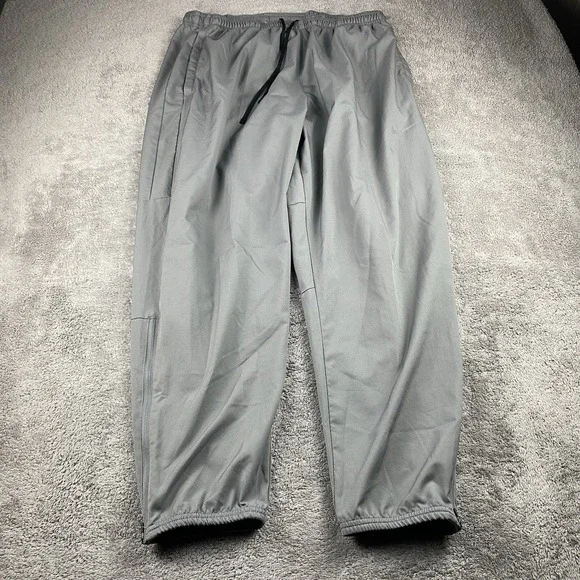 Nike Dri-Fit Track Jogger Pants Mens XXL‎ Gray Lined Elastic Waist Zip Ankle