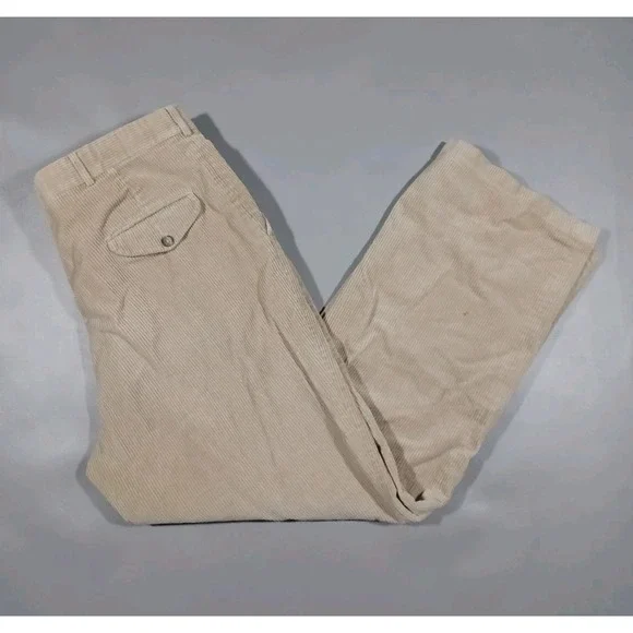 LL Bean Pants Mens 36x30 Khaki Corduroy Straight Leg Made In USA