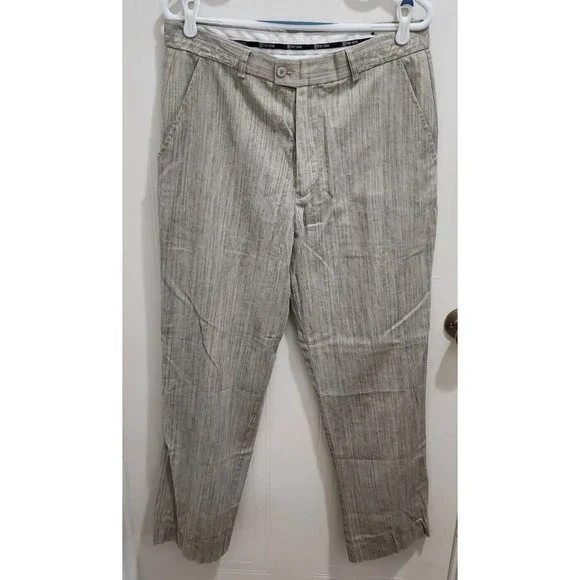 Stacy Adams Gray Linen‎ Blend Straight Leg Dress Pants Size 34W / 32