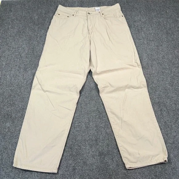 VTG Lucky Brand Dungarees Pants Mens 36x32 Baggy Made in USA Beige Utility Gorp