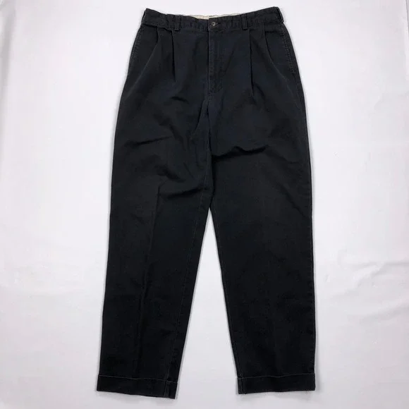 Vtg Polo Ralph Lauren Hammond Pant Mens 34x32 Navy Blue Pleated Cuffed Chinos
