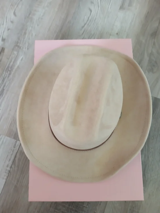 Beige Women's Wide-Brim Felt Hat