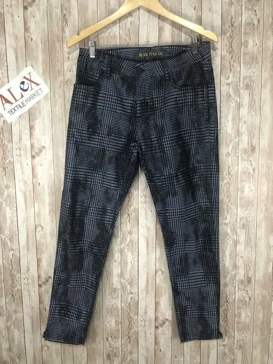 Blue Fire Co Pants Mens 31x29 Plaid Business Chino Blue Career Stretch N240