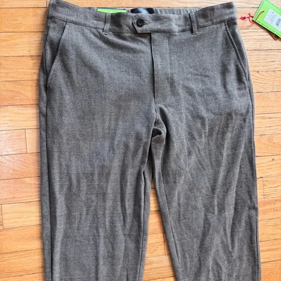 Houston White Men Brown Plaid Straight Leg Trouser Pants‎ Size L NWT