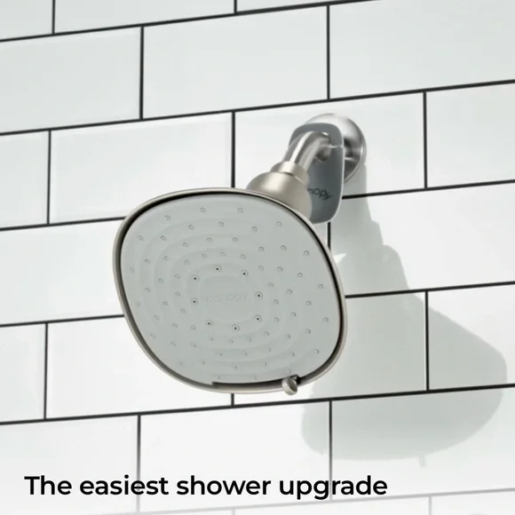 Canopy Brushed Nickel Square Rainfall Showerhead - White