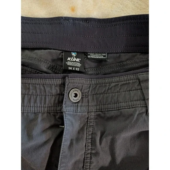 Kuhl Free Ryde Mens 36x32 Gray Technical Hiking Pants Style 5370 Articulated Kne