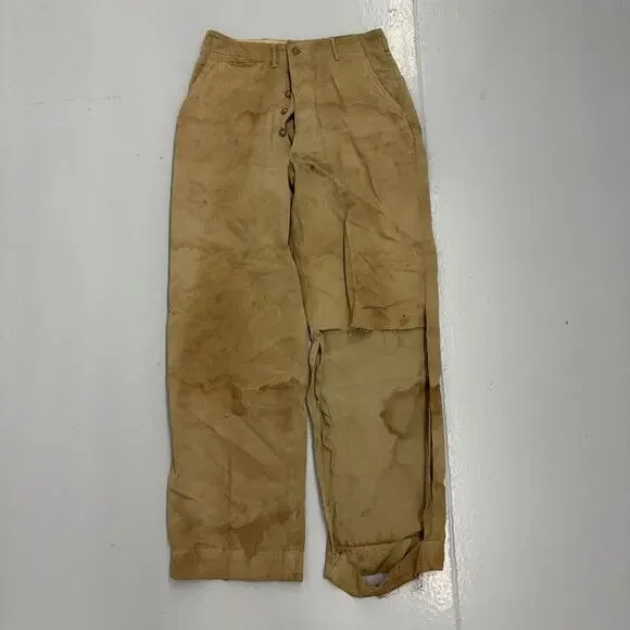 Vintage WW2 Tan Military Canvas Sanforized Chinos 29x30