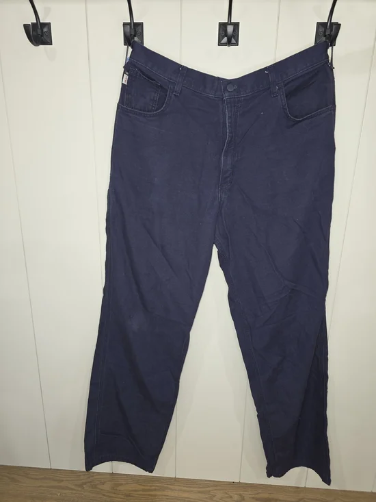 Mens Carhartt Cat 2 Flame Resistant. Navy Durable Size 38/34 Cargo