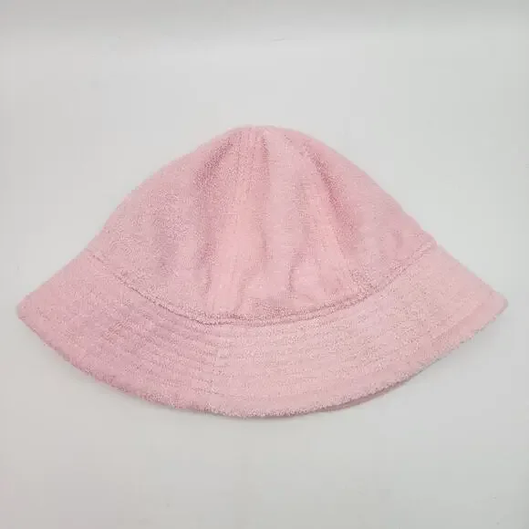 Light Pink Bucket Hat Terry Cloth One Size Plain 100% Cotton Y2K 2000s Beach OCI