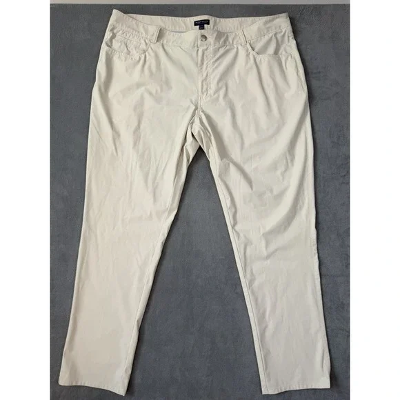 Peter Millar Bingham Performance Pants Beige Golf Casual Stretch Wicking 44x30