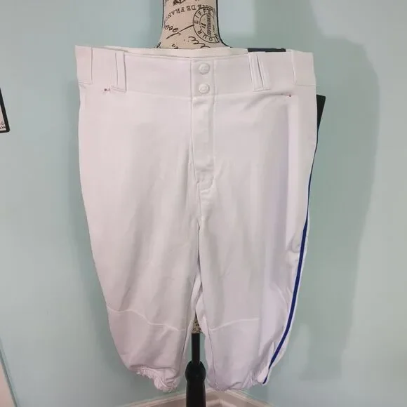 NWT New Champro Knicker Mens extra large Baseball Pants - White with blue Pipin