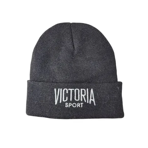 Victoria Secret Sport VSX Logo Knit Beanie Hat Women’s Knit Cap Black NWOT
