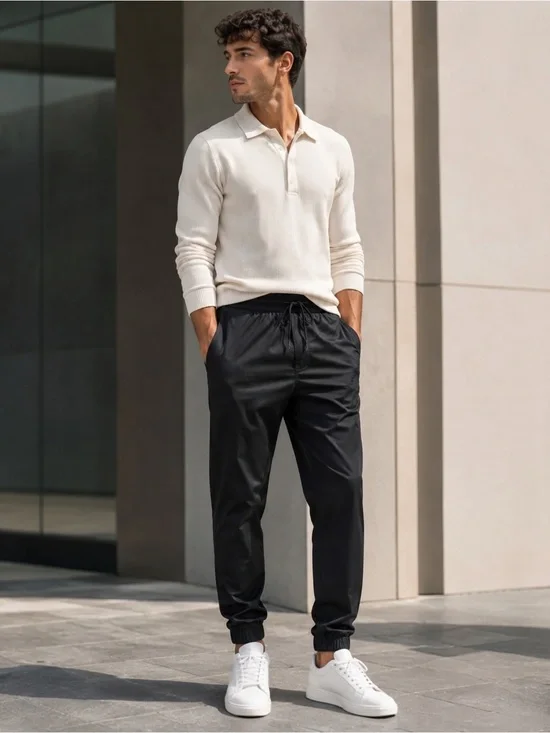 Wax London Black Drawstring Jogger Pants Men’s 32 Tapered Cotton Casual
