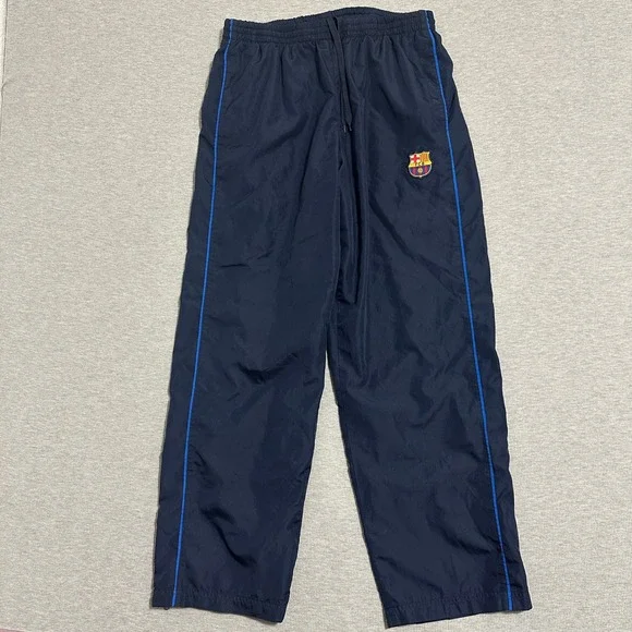 FC Barcelona Navy Blue Soccer Track Pants Mesh Lined Ankle Zip FCB Mens Large