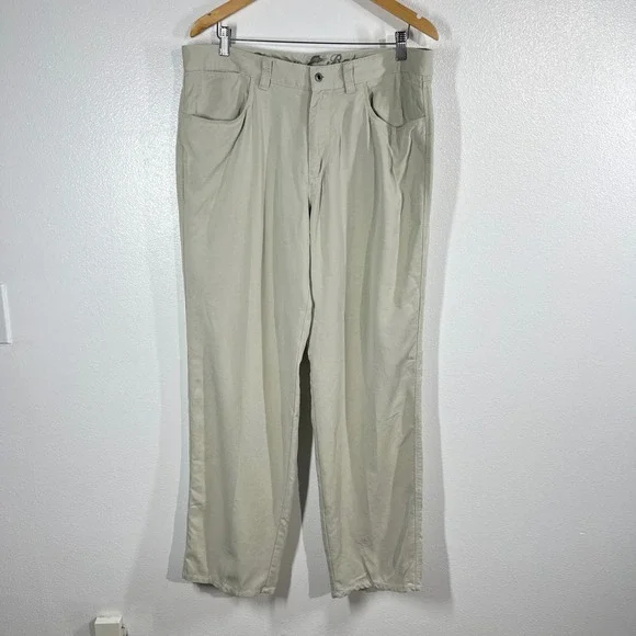 Tommy Bahama Mens Beige Chino Pants‎ Size 36 Lyocell Cotton Blend Flat Front