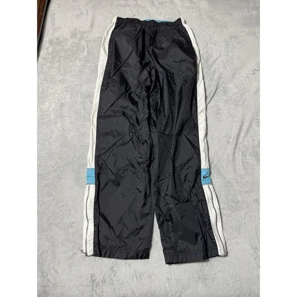 VTG Nike Mens XL Track Pants Windbreaker Black Nylon Ankle Zip Running
