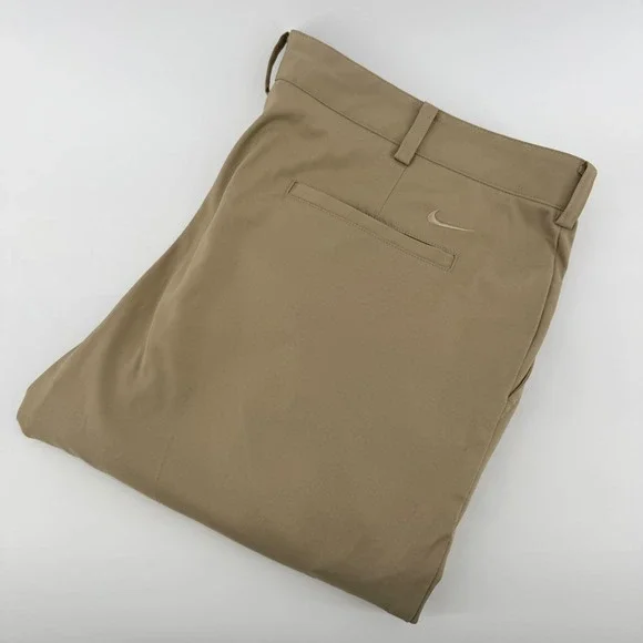 Nike Golf Dri-FIT Flat Front Pants Performance Khaki Tan 38x29 Mens Trousers