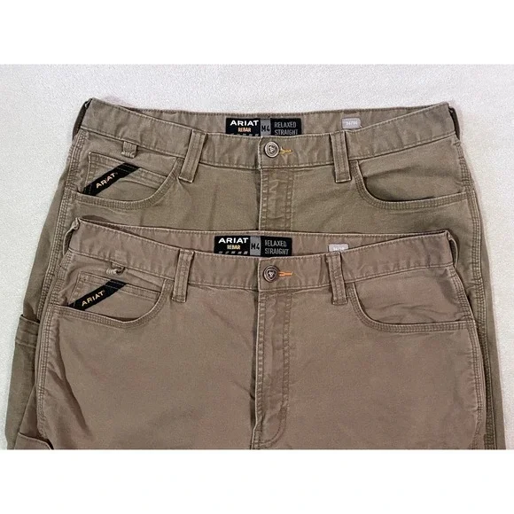 Lot Of‎ 2 Ariat Rebar M4 Pants Mens 36 Field Khaki Relaxed Straight Carpenter