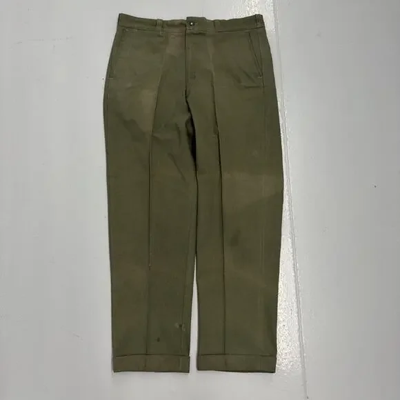 Vintage 60s Sears Green Sanforized Workwear Chinos 34x28