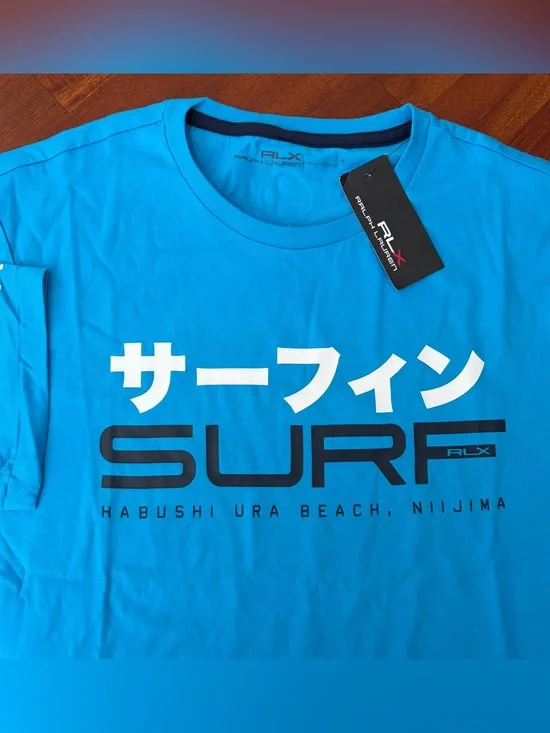NEW RLX Ralph Lauren Blue Short Sleeve Surf Graphic T-shirt - NWT