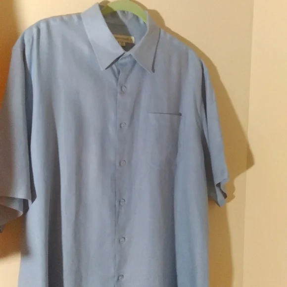 Pronto Uomo 100% Linen Blue Lightweight Casual‎ Button Up Camp Shirt XL