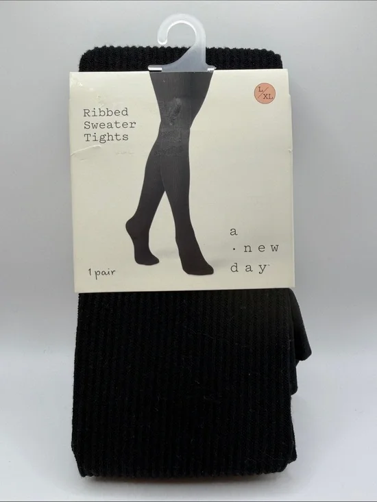 a‎ new day Black Ribbed Sweater Tights