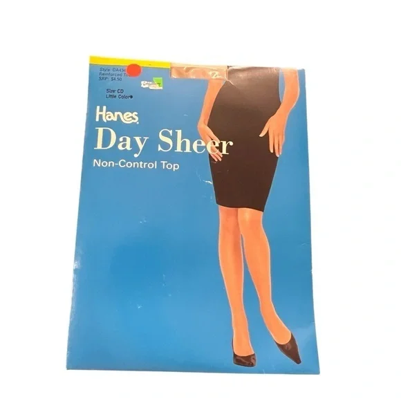 Hanes Day Sheer Non Control‎ Top Little Color (Beige) Pantyhose Size CD NIP 2004