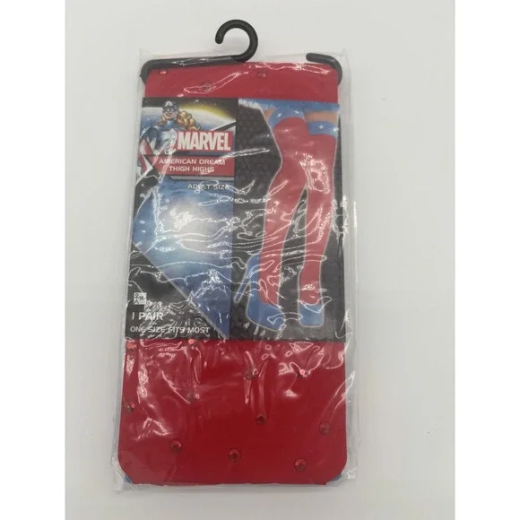 Captain Marvel Thigh High Stockings One Size‎ HALLOWEEN Costume Cosplay Dress Up