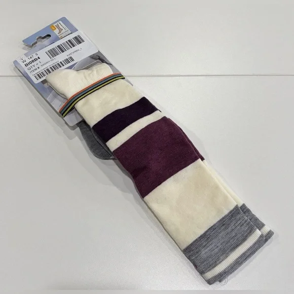 Smartwool Women's Large Snowboard OTC Socks Targeted Cushion White Purple NWT