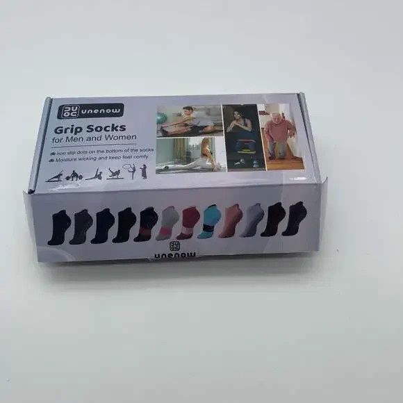 unenow Unisex 3-Pack Non-Slip Grip Socks for Yoga, Pilates, Home & Hospital‎