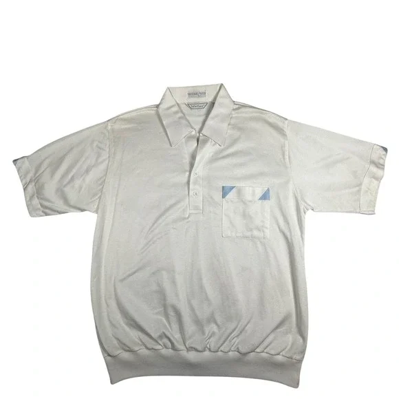 Vintage‎ Idletime Mens White Short Sleeve Polo Shirt L Golf Casual