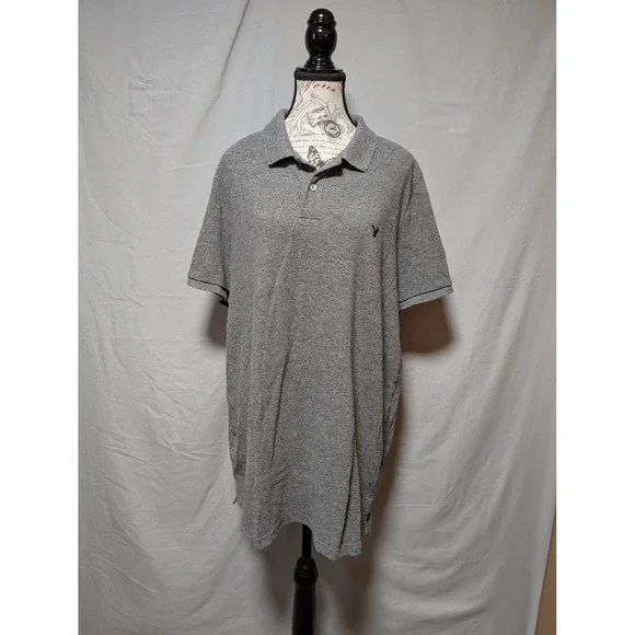 American Eagle Men's Heather Gray Polo Shirt Size‎ XXL
