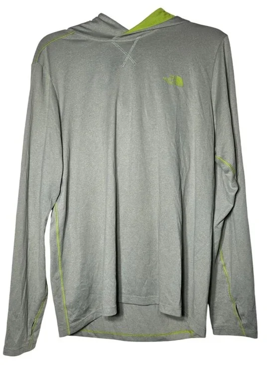 The North Face Mens Flashdry Long Sleeve Pullover Top‎ Size Medium Hood Active
