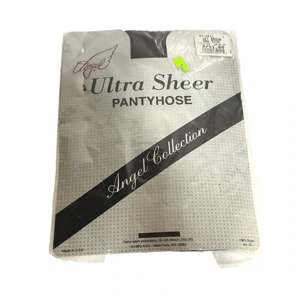 Vintage Angel Collection Ultra Sheer Pantyhose Jet Brown‎ One Size Fits 5'-5-8'
