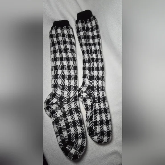 Buffalo Plaid long sherpa lined socks