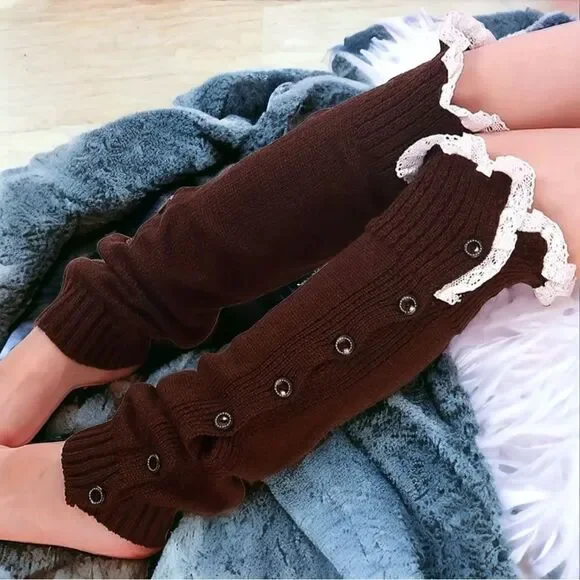 Frill top l Button-up l Brown l Long Leg Warmers l New