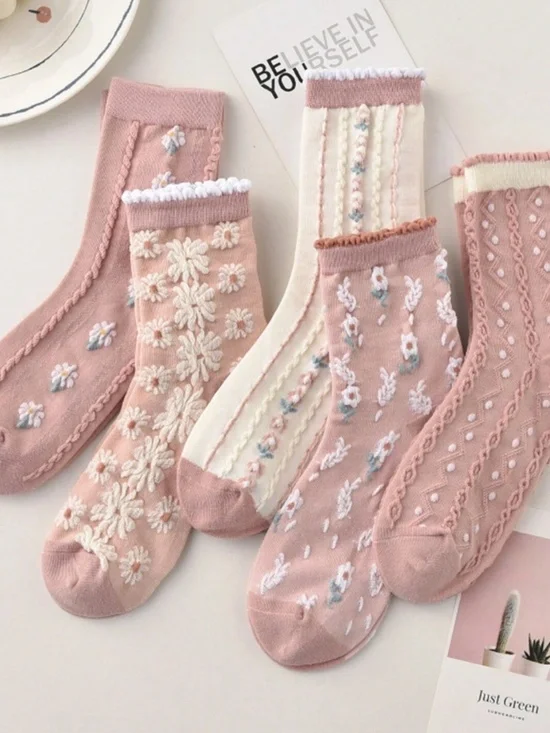 Cozy Blush Brown Mix Textured Socks
