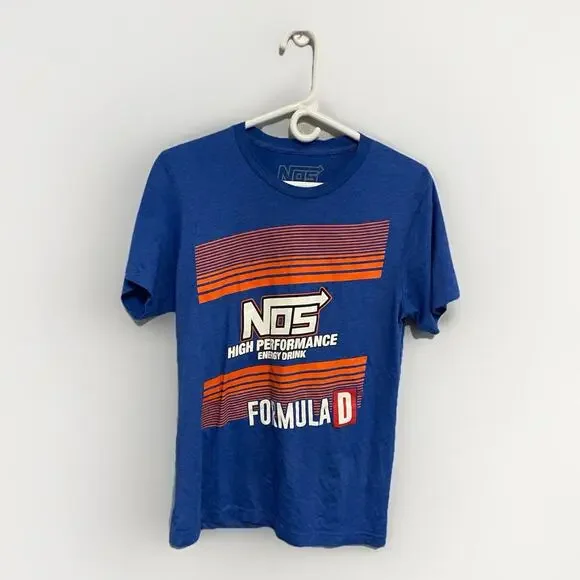 NOS Formula D T Shirt‎ Blue Medium Racing Graphic Tee Energy Drink