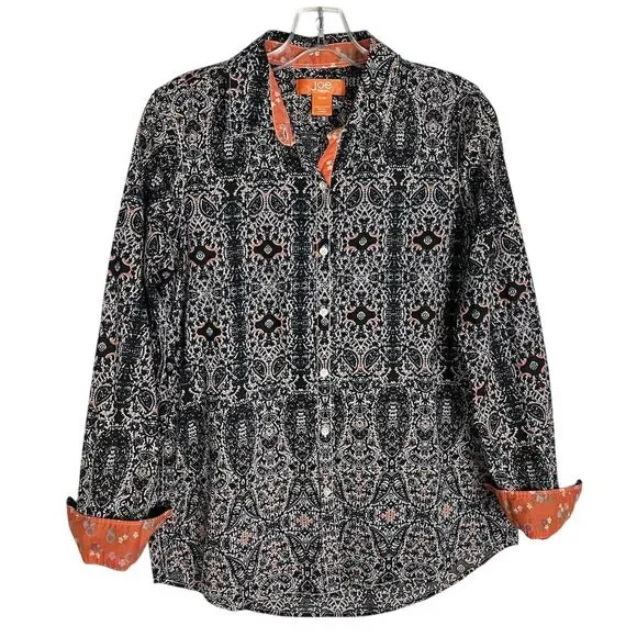 Joe Fresh Men's M  Blue Print Long Sleeve Button Up Lightweight Geometric‎ Shirt