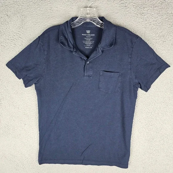 Mack Weldon Polo Shirt Men Medium Blue For Daily Wear Short Sleeve Casual Preppy