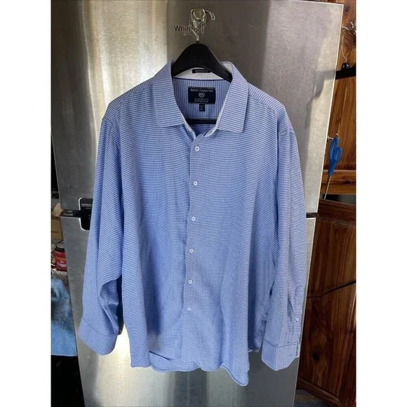 Report Collection Performance Stretch‎ modern Fit Shirt Men’s 18”34/35Blue Check