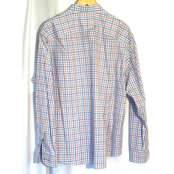 UNTUCKit‎ Carillon Shirt Mens XXL Blue Orange Plaid Wrinkle Free Cotton 34527