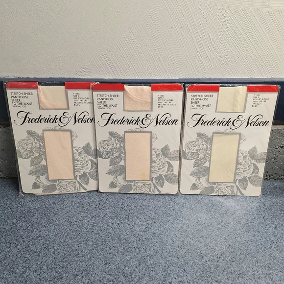 Frederick & Nelson Vintage Stretch Sheer To Waist Pantyhose Set(3)Size C, NWT