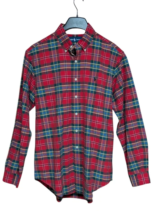 Ralph Lauren Vintage Red Plaid 100% Cotton Button Down Shirt Size Medium