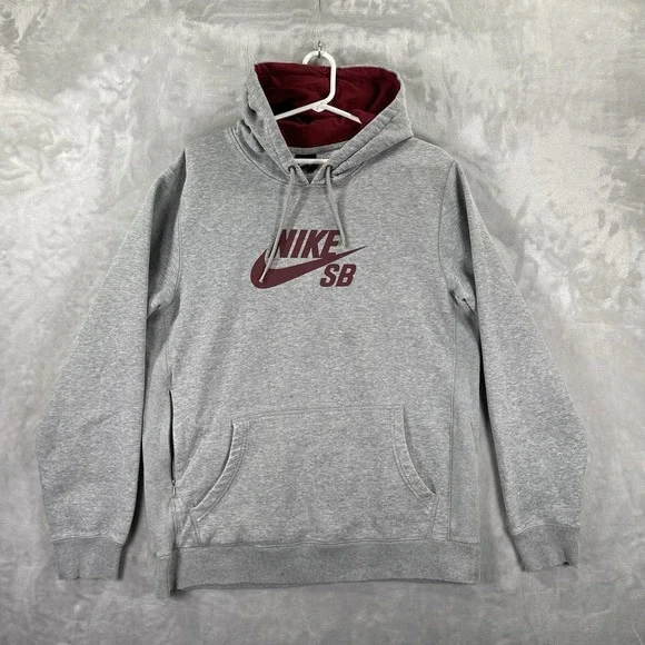 Nike SB Hoodie Mens Large Pullover Sweatshirt Skateboarding Logo Spellout Gray