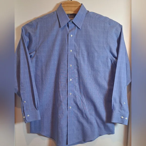 Brooks Brothers 16-4/5‎  Regular Fit Striped  Men's Blue Button Up Cotton Shirt