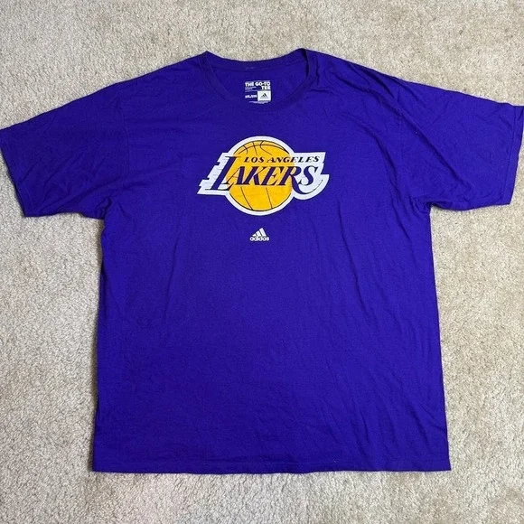 Adidas Los Angeles Lakers Traditional Logo NBA Shirt 2XL Basketball Fan‎ Apparel
