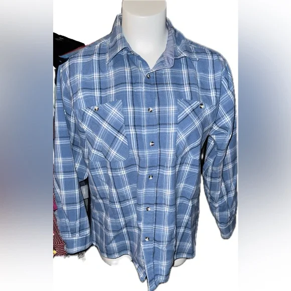 John Blair Blue Plaid Flannel Men's Shirt